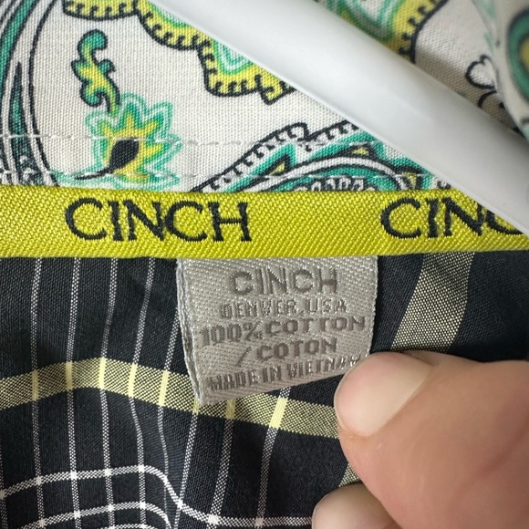 Cinch Black and Yellow Checkered Plaid Shirt Western - Picture 3 of 9